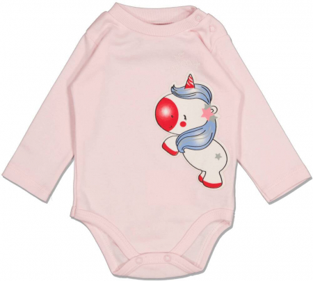 Body-uri copii - Body fete, Puan Baby, unicorn, Bumbac, Roz, 56 cm, 1-3 luni