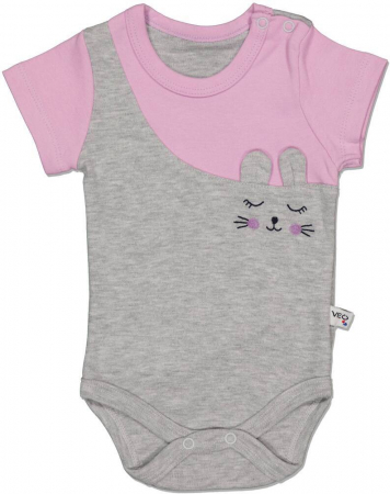 Body-uri copii - Body fete, VEO, cu urechi de iepuras, Bumbac, Lila, 56 cm, 1-3 luni