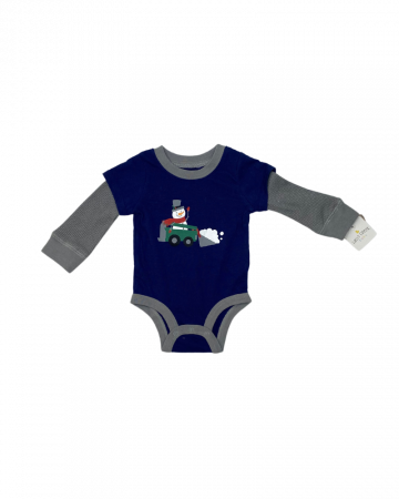 Body-uri copii - Body maneca lunga bebelusi, Falls Creek Kids, imprimeu om de zapada, Bumbac,