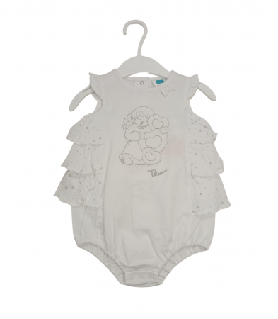 Body-uri copii - Body rochita fete, OVS, inger brodat, bumbac, Alb, 68 CM, 6-9 luni
