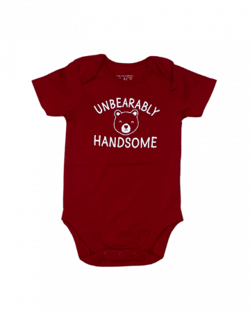Body-uri copii - Body rosu cu maneca scurta - Unbearably handsome 3-6 luni