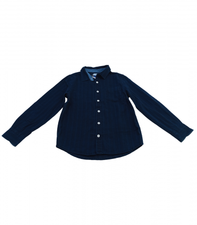 Camasi copii - Camasa baieti, OVS, maneca lunga, bumbac Twill, indigo, 122 cm, 6-7 ani