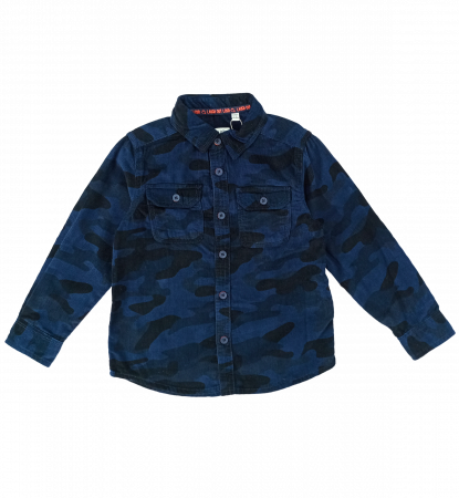 Camasi copii - Cămașă băieți OVS - Model Reiat cu Imprimeu Army, Bumbac 100%, Albastru Închis, 104 cm