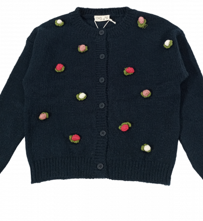 Cardigan tricotat fete, OVS, flori multicolore tricotate, Acryl si poliester, 6-7 ani [1]