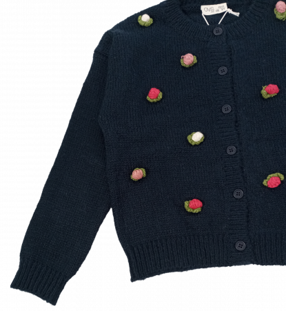 Cardigan tricotat fete, OVS, flori multicolore tricotate, Acryl si poliester, 6-7 ani [2]