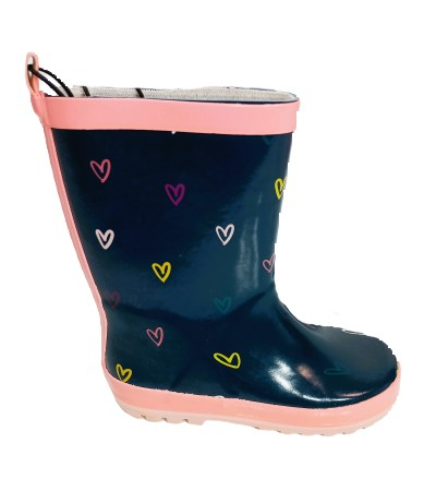 Ghete si cizme copii - Cizme fete, OVS, inimioare, cauciuc, 17.3 CM