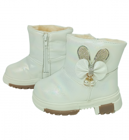 Cizme impermeabile si imblanite fete, White Ribbon, efect holografic, [1]