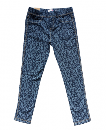 Imbracaminte copii - Colanti baieti Denim, OVS, Leggings model floral, Bumbac/Elastan, Albastru, 146 CM, 10-11 ani