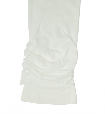 Colanti pentru fete, OVS, Leggings, aplicatii dantela , Bumbac elastic, Alb laptos, 146 cm, 10-11 ani [2]
