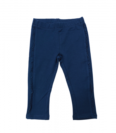 Imbracaminte copii - Colanti pentru fetite, OVS, Leggings insertie volanase, Bumbac/Elastan, Albastru, 80 CM, 12-18 luni