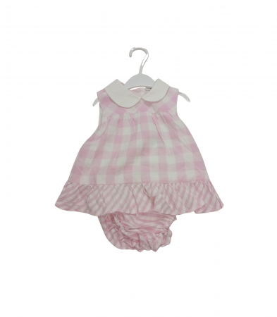 Compleuri copii - Compleu 2 piese fete de vara, OVS, Carouri, Bumbac, Roz, 68 CM, 6-9 luni