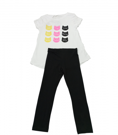 Compleu fete 2 piese, OVS, tricou si colanti, Bumbac, Multicolor, 146 CM, 10-11 ani [1]