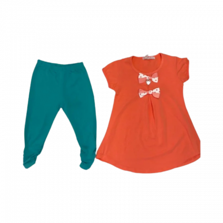 Compleu vara fete 2 piese, Happy Tree, Tricou si colanti, Bumbac, [2]