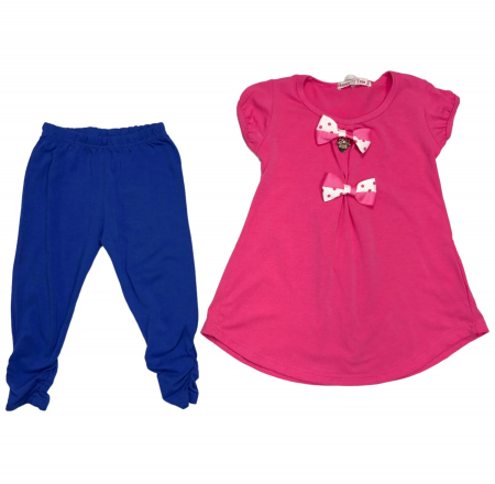 Compleuri copii - Compleu vara fete 2 piese, Happy Tree, Tricou si colanti, Bumbac,