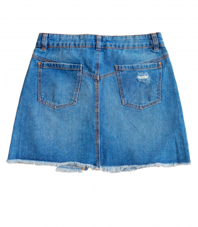 Fusta de blugi pentru fete, OVS, aspect deteriorat, Denim, Bumbac pur, Albastru, 158 CM, 12-13 ani [1]