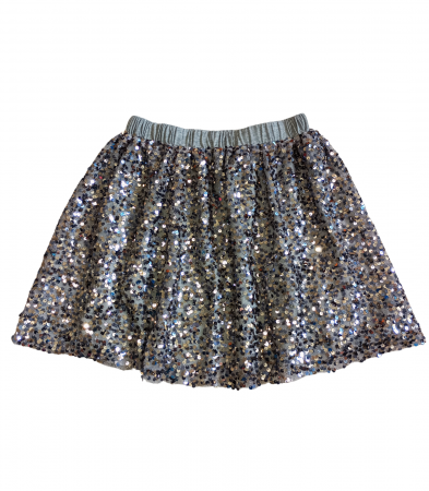 Fuste fete - Fusta fete cu paiete, OVS, dublura interioara, Bumbac organic, Gri, 140 CM, 9-10 ani