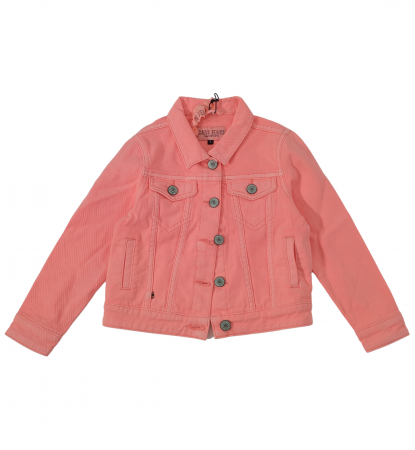 Geci si veste copii - Geaca de blugi fete, Cars Jeans, Denim style, Bumbac/elastan, Portocaliu neon, 104 CM, 4 ani