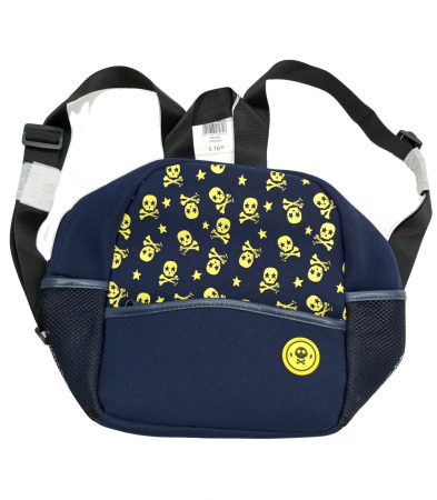 Pentru scoala - Ghiozdan termoizolant copii - Neopren Bleumarin, Design Skulls, Termic, 2 Compartimente, 29x28x15 cm
