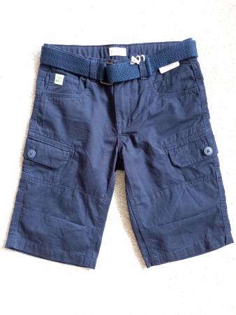Imbracaminte copii - Pantaloni scurti copii, OVS, curea si multiple buzunare, Bumbac pur , Bleumarin, 134 CM, 8-9 ani