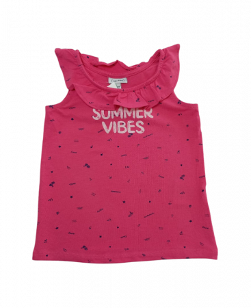 Lenjerie intima copii - Maiou pentru fetite, OVS, Imprimeu text, Bumbac/elastan, Roz, 86 CM, 18-24 luni