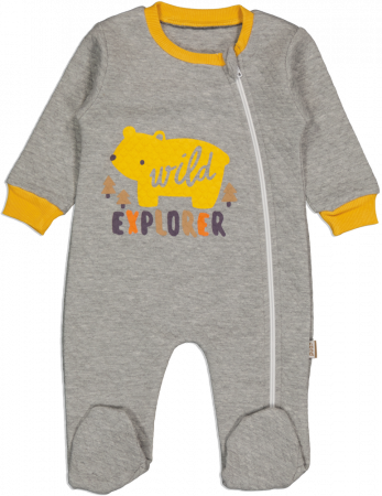 Salopete copii - Salopeta baieti, cu urs Wild explorer, Bumbac, 62 cm, 3-6 luni