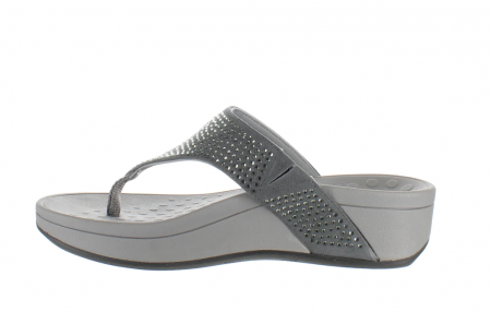 Incaltaminte femei - Papuci dama din piele naturala, Pacific Naples Pewter