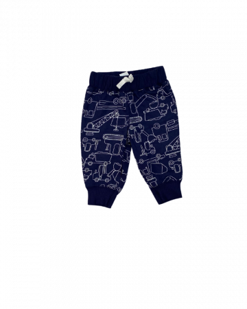 Imbracaminte copii - Pantaloni bebelusi, Carter's, imprimeu cu constructii, bumbac, albastru inchis, 3 luni, 62 cm