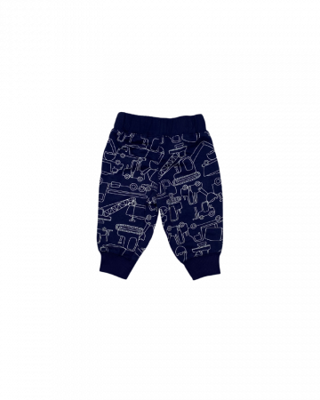 Pantaloni bebelusi, Carter's, imprimeu cu constructii, bumbac, albastru inchis, 3 luni, 62 cm [1]
