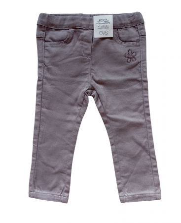Imbracaminte copii - Pantaloni bebe, OVS, talie ajustabila, aplicatie decorativa, Bumbac/Poliester/Elastan, Lila, 80 CM, 12-18 luni