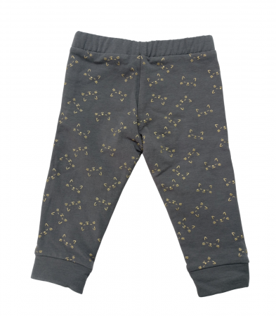 Pantaloni bebe flausati, OVS, talie elastica, imprimeu pisica, Bumbac/Elastan, Gri, 74 CM, 9-12 luni [1]