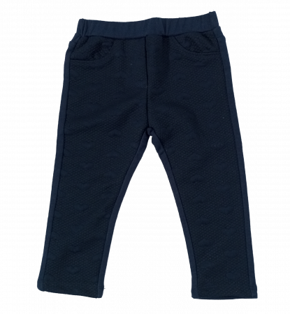 Imbracaminte copii - Pantaloni fetite, OVS, model cu inimioare si romburi, Bleumarin, 86 CM, 18-24 luni
