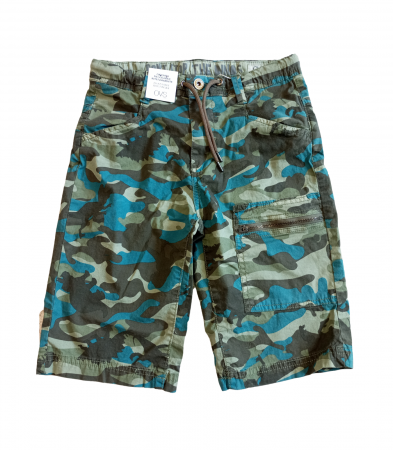 Imbracaminte copii - Pantaloni scurti baieti, OVS, imprimeu army, Bumbac/Elastan, Albastru, 116 CM, 5-6 ani