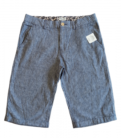 Imbracaminte copii - Pantaloni scurti baieti, OVS, model in dungi, Bumbac/lanolina, Albastru/Alb, 164 cm, 13-14 ani