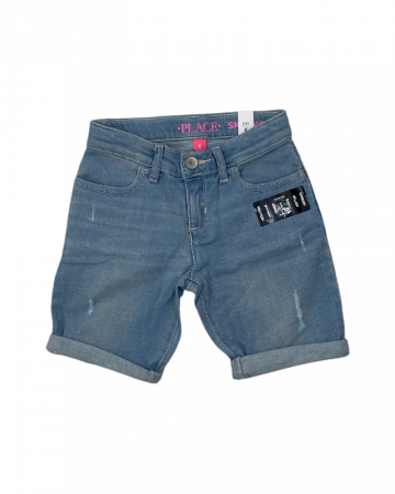 Pantaloni scurti copii - Pantaloni scurti de blugi pentru fete, The Children's PLACE, Bumbac, Albastru, 116 cm, 6 ani