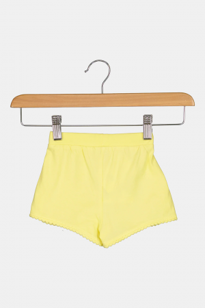Pantaloni scurti fete, OVS, aplicatie decorativa cusuta, Bumbac organic, Galben, 86 CM, 18-24 luni [1]