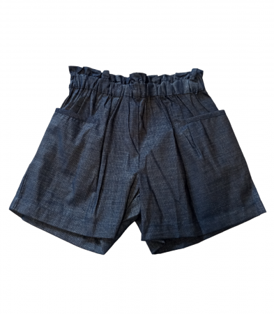 Imbracaminte copii - Pantaloni scurti fete, OVS, talie elastica, fir metalic argintiu, Bumbac/Poliester/Fibra metalica, Bleumarin, 122 CM, 6-7 ani