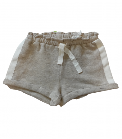 Imbracaminte copii - Pantaloni scurti fete, OVS, talie elastica, fir metalic auriu, Bumbac/Poliester/Fibra metalica, Crem, 110 CM, 4-5 ani