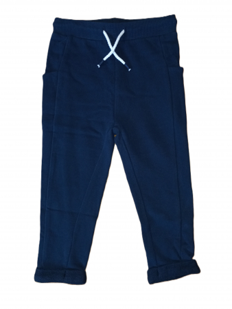 Imbracaminte copii - Pantaloni sport copii, OVS, bumbac organic, talie elastica si snur, Bleumarin, 86 CM, 18-24 luni