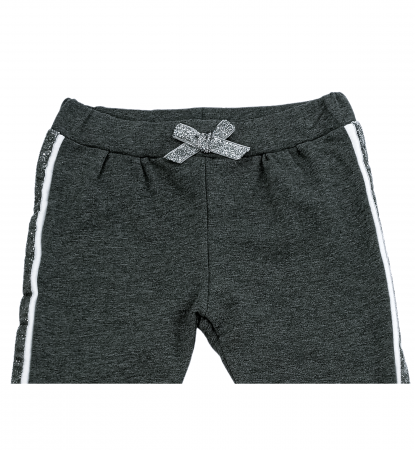 Pantaloni sport fete, OVS, dungi cu sclipici, funda, Bumbac, Negru, 92 CM, 2-3 ani [1]