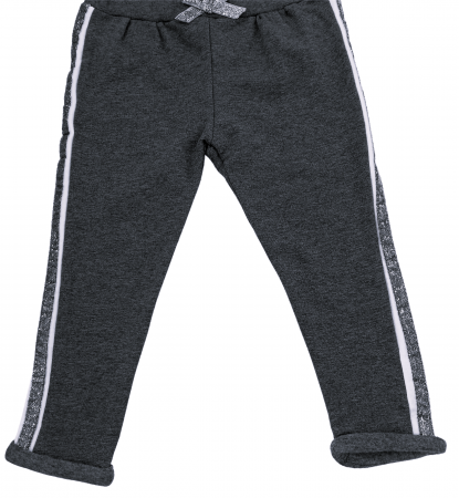 Pantaloni sport fete, OVS, dungi cu sclipici, funda, Bumbac, Negru, 92 CM, 2-3 ani [2]