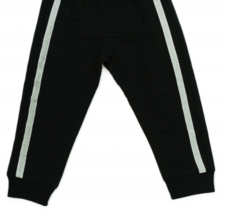 Pantaloni sport pentru fete, OVS, dungi cu sclipici, talie elastica, Negru, 98 CM, 2-3 ani [2]