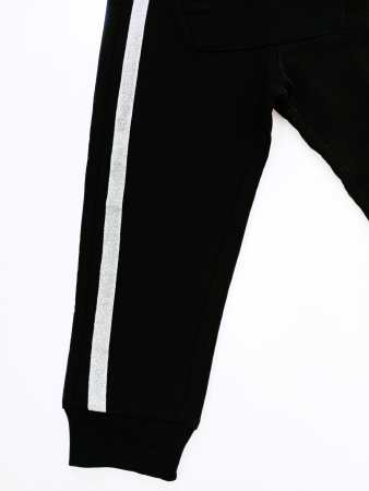 Pantaloni sport pentru fete, OVS, dungi cu sclipici, talie elastica, Negru, 98 CM, 2-3 ani [4]