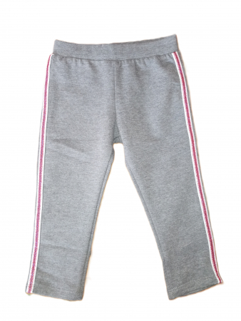 Pantaloni sport fetite, OVS, dungi contrastante, material flausat, Bumbac, Gri, 80 CM, 12-18 luni [4]