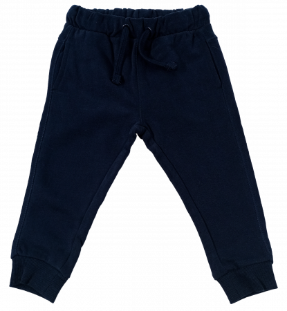 Pantaloni sport flausati baieti, OVS, talie elastica cu snur, Bumbac, Bleumarin, 80 CM, 12-18 luni [2]