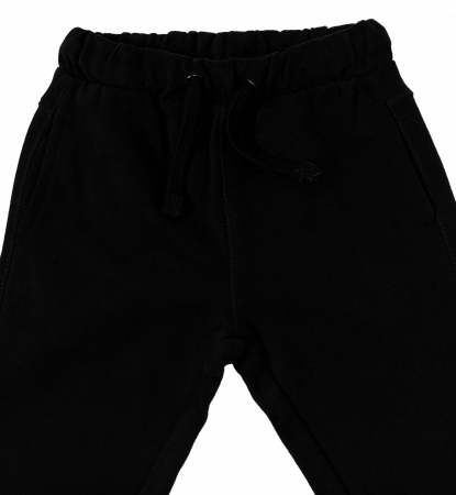Pantaloni sport flausati baieti, OVS, talie elastica cu snur, Bumbac, Negru, 80 CM, 12-18 luni [1]