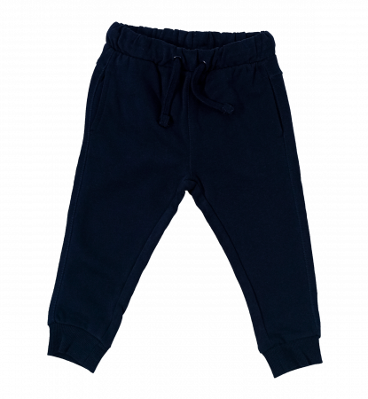 Imbracaminte copii - Pantaloni sport flausati baieti, OVS, talie elastica cu snur, Bumbac, Bleumarin, 80 CM, 12-18 luni