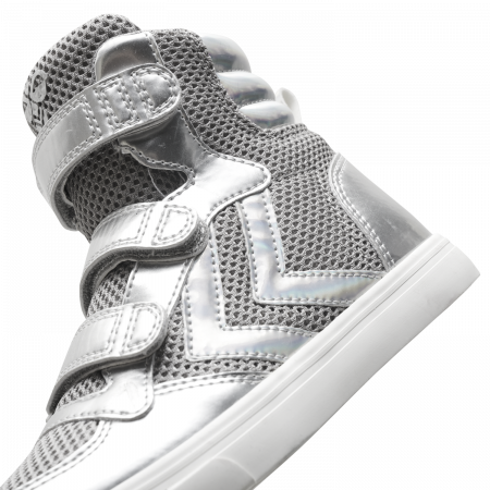 Pantofi copii HI-TOP cu plasa superioara si inchidere velcro , Hummel, STADIL Glitter JR, Alloy , Argintiu, 37 EU [2]
