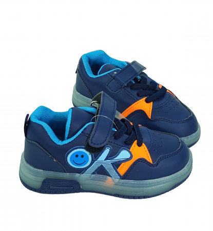 Pantofi copii - Pantofi sport baieti cu luminite, Smiley face,