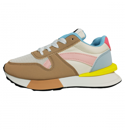 Incaltaminte copii - Pantofi sport copii, Poti Pati, Brown front lace, piele ecologica,