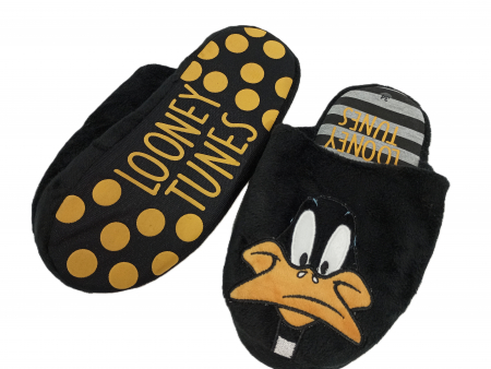 Papuci imblaniti, Looney Toons, broderie cu Daffy Duck, textil, [2]